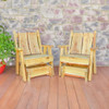 Natural outdoor stained Timberland Glider Chairs. Amish made in PA for Harvest Array.