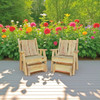 Relax in your garden in an Amish Made Timberland Glider Chair. Shown are two Gliders with Natural outdoor Stain. Shop harvestrray.com.