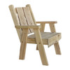 Side view of Harvest Array's Unfinished Timberland Chair with Arms. Amish made in PA. 