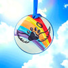 A Nola Watkins hand-painted "Rainbow Bridge" Ornament, pet memorial keepsake. Available now at Harvest Array.