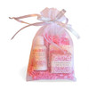 Rosewater and Jasmine Shea butter lotion and soap set in an organza bag from Harvest Array. Also includes a soap saver!