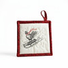 Check out this Sledding Chicken Embroidered  Potholder and Hot Pad by Crows Nest Quilters. 9" x 9" . Order today at harvestarray.com.