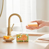 Awaken each day with a natural mood lifter and relaxant, while reducing anxiety, stress, and pulse rates, and promoting a sense of calm and joy just by washing with a bar of Valencia Orange Wrapped Soap Block from Harvest Array.