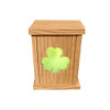Handmade Green Clover Shamrock Design Rustic Wooden LED Lantern with a C7 white LED 120 volt bulb and 6' cord included. For indoor/outdoor use.