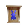 Spring or Easter Decoration Blue Rabbit Design Rustic Wood LED Lantern with a C7 white LED 120 volt bulb and 6' cord included. For indoor/outdoor use.