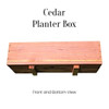 Amish Made Railing or Fence Mounted Cedar Planter Box showing Front and Bottom View.