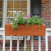 Amish Made Railing or Fence Mounted Cedar Planter Box Mounted on a front porch railing to add curb appeal. Order Today online at harvestarray.com.