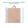 Top view of Hanging Single Column Display for 4-9 Die Cast Collectable Cars showing hanger and top half of an unfinished wood  display with white trim. Order today at Harvest Array.