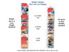 Dimensions of Hanging Single Column Display for 4-9 Die Cast Collectable Cars