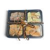 Four Flavor Homemade Toffee Sampler Gift Box with seasonal bow now available to ship when ordered at harvestarray.com.
