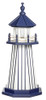 White with Navy Blue Stripes (Yankees colors) Wooden Lighthouse with Base - 3 Feet