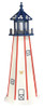 Blue top, white panels, with red trim Patriotic Wooden Lighthouse with Base - 6 Feet