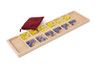 Wooden Mancala Game with blue and yellow marbles
