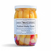 Annie’s Kitchen Pickled Baby Corn  in a 16 ounce jar. Made in Amish Country in Pennsylvania. Available online at harvestarray.com.