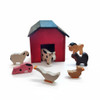 Handcrafted Wooden Barn with Farm Animals comes with a dog, goose, horse, cow, sheep, chicken, pig and tractor. Order now at harvestarray.com.