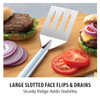 Rada Turnover Spatula has a large slotted face for flips and draining.  Harvest Array. Silver Handle.