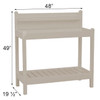 Dimensions for the Mocha Potting Bench with 3 Shelves