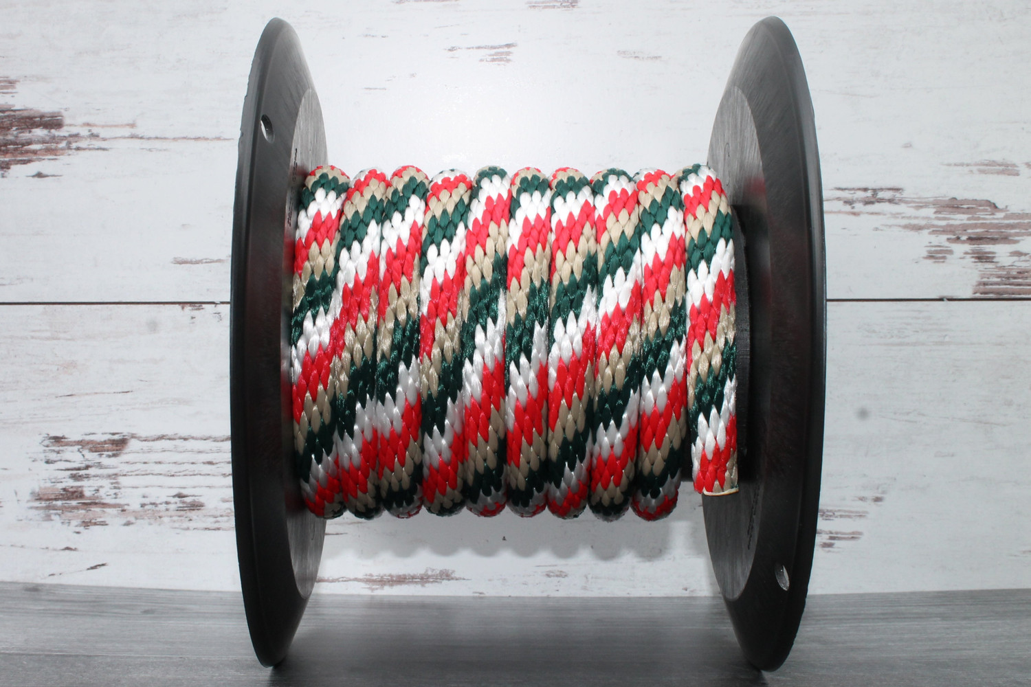 Red, Tan, White and Hunter Green Solid Braided Multifilament Polypropylene Rope