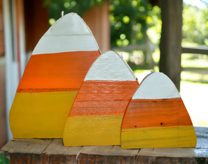 Classic Set of 3 Wooden Candy Corns for the Fall Season