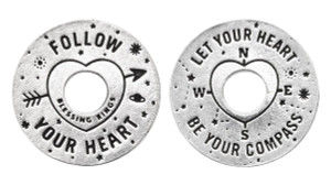 Follow Your Heart Pewter Blessing Ring Charm