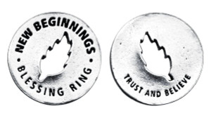 New Beginnings Blessing Ring made of Pewter.