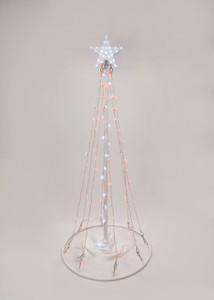 LED Lighted Pine Tree of Ohio - Red Tree Lights with a White Star in the daylight