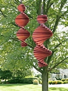 Handmade Cedar Wood Wind Spinner 24 inches long available at Harvest Array.