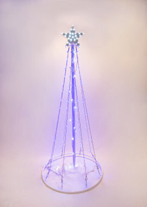 Outdoor LED Lighted Christmas Tree with a White Base and Multi-Colored Tree Lights