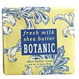 Close up of a 6.35 oz. bar of Fresh Milk Shea Butter Bar soap from Harvest Array.