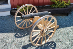 Front angle view of the Decorative One Third Scale Wooden Cannon