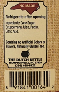 Just four Ingredients in Amish Made Scuppernong Jelly from the Dutch Kettle.