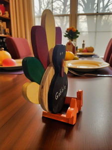 Handmade Wooden Gobble Turkey Thanksgiving Décor-side angle