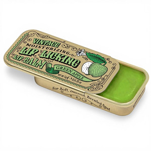 Green Apple Lip Licking Lip Balm in Vintage Slider Tins just like the we had back in the day!