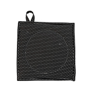 Black & White Polka Dot reverse side of Buzzing Citrus Wreath Potholder available at Harvest Array.