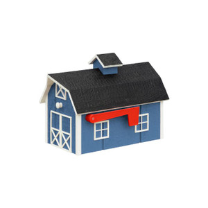 Light blue and white Wooden Barn Mailbox
