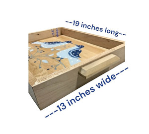 These trays are large enough to serve dessert and coffee to guests. 19" x 13" x 2.5".