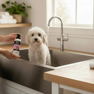2.0 ounces of Wet Dog Canine Cutie Shampoo cleans while calming your little fur baby.