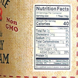 Nutrition information for The Dutch Kettle's Homemade Style Raspberry Jalapeno Jam.