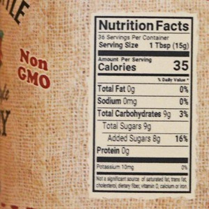 Nutrition Facts for Amish made Cherry Jam.