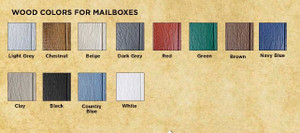 Color chart for the wooden mailboxes