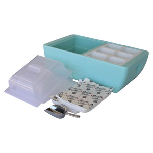 The Coastal Cay Revo Dubler HEAT Flameless Chafer/Cooler includes 2 Lids, 3 Condiment Trays, an Ice Scooper, and 2 Microwavable Heat Packs. All Made in America.