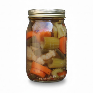 Back of the jar of the Dutch Kettle Pickled Garden Medley
