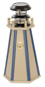 Light Clay with Blue Stripes 18 inch Accent Poly Solar Lighthouse at Harvest Array