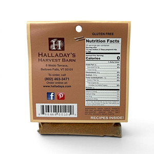 The back of Halladay's Harvest Barn Garlic Chipotle Dip Mix with nutrition facts and ingredients listed.