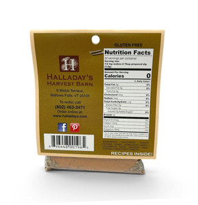 Halladay's Harvest Barn Wood fired pizza dip label with nutrition facts, contact information, and ingredients. Order today from Harvest Array.