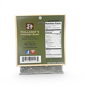Nutrition Label for Halladay's Harvest Barn New Spicy Garlic Dill Dip and Cooking Blend.