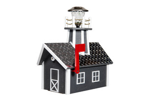 Gray and White Deluxe Poly Mailboxes with Lighthouse and a Diamond Plate Roof