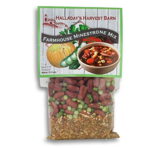 Packet of Halladay’s Farmhouse Minestrone Soup Mix makes 12 cups of hearty soup. All Natural, Made in America for Harvest Array.