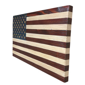 Find all things American made at Harvest Array, like this Hand Carved and Hand Painted Standard American Flag Plaque. 19" x 10".