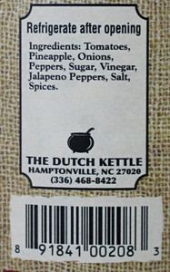 Dutch Kettle Amish Home Style Pineapple Salsa Ingredients